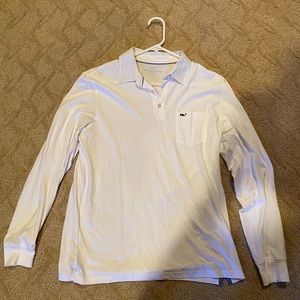 White VV long sleeve polo